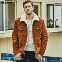 New Men's Real Leather Jacket Genuine Leather With Faux Shearling Warm Coat Men