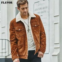 New Men's Real Leather Jacket Genuine Leather With Faux Shearling Warm Coat Men